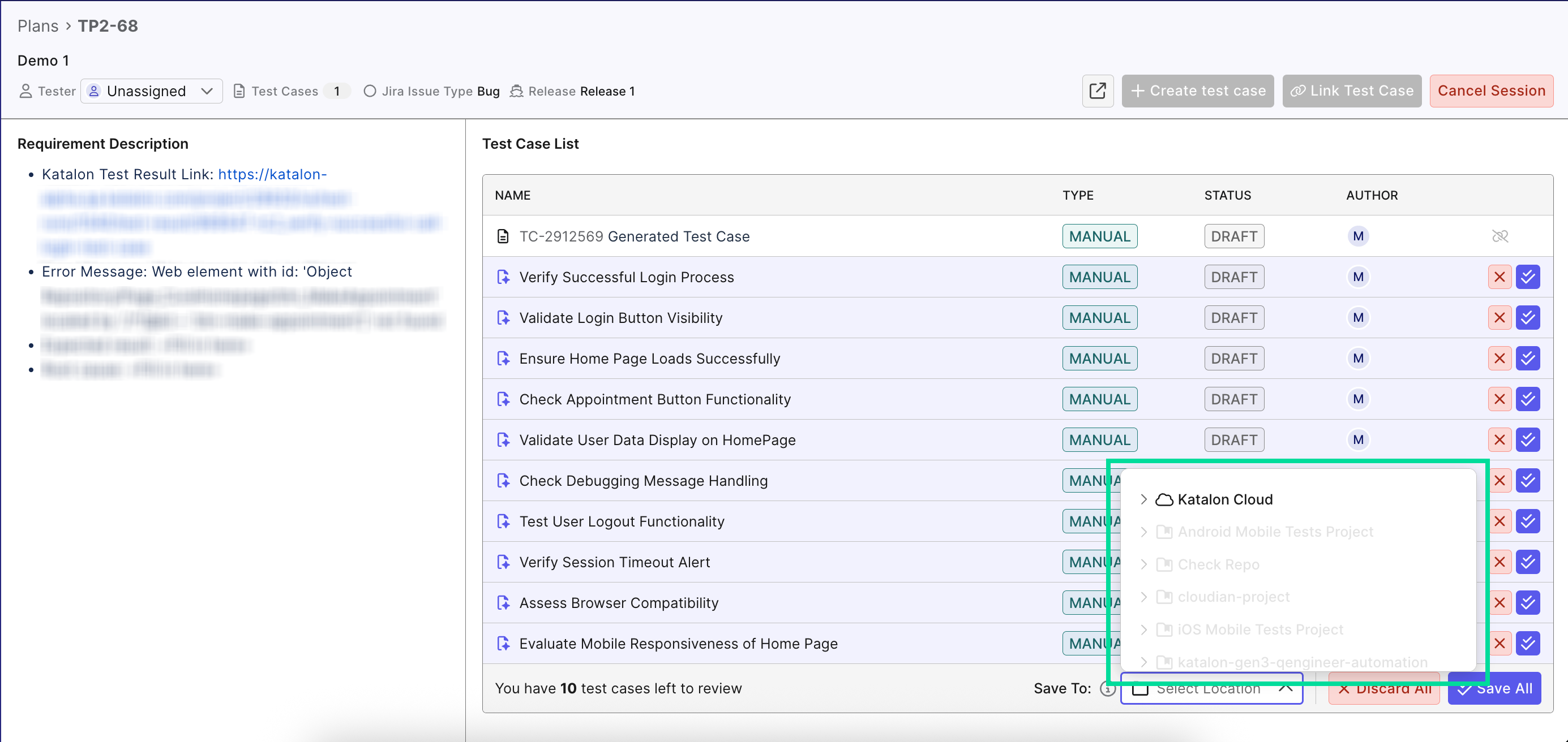 Your Account information in Katalon TestOps